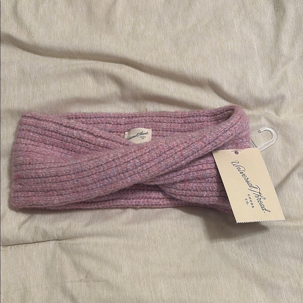 Pink Knitted Hair Accessory with Twisted Design